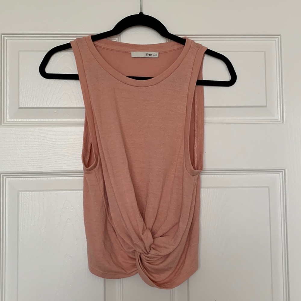 Aritzia Wilfred Crop Knot Tank Pink Size L